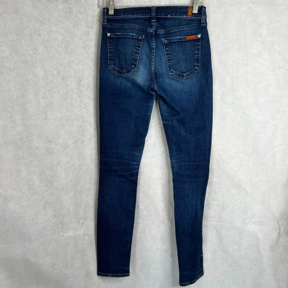 7 For All Mankind Destructed Dark Wash The Skinny Denim Jeans Sz‎ 26 - Picture 2 of 10